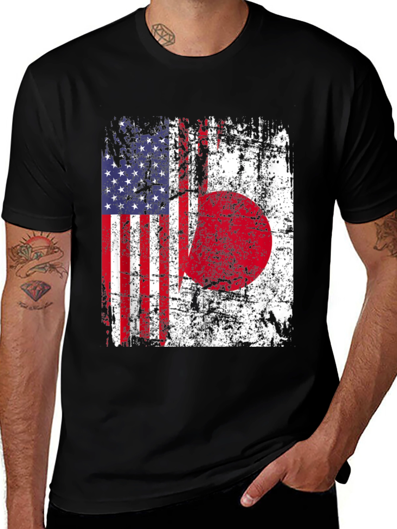 USA Japan Flag Graphic T-Shirt