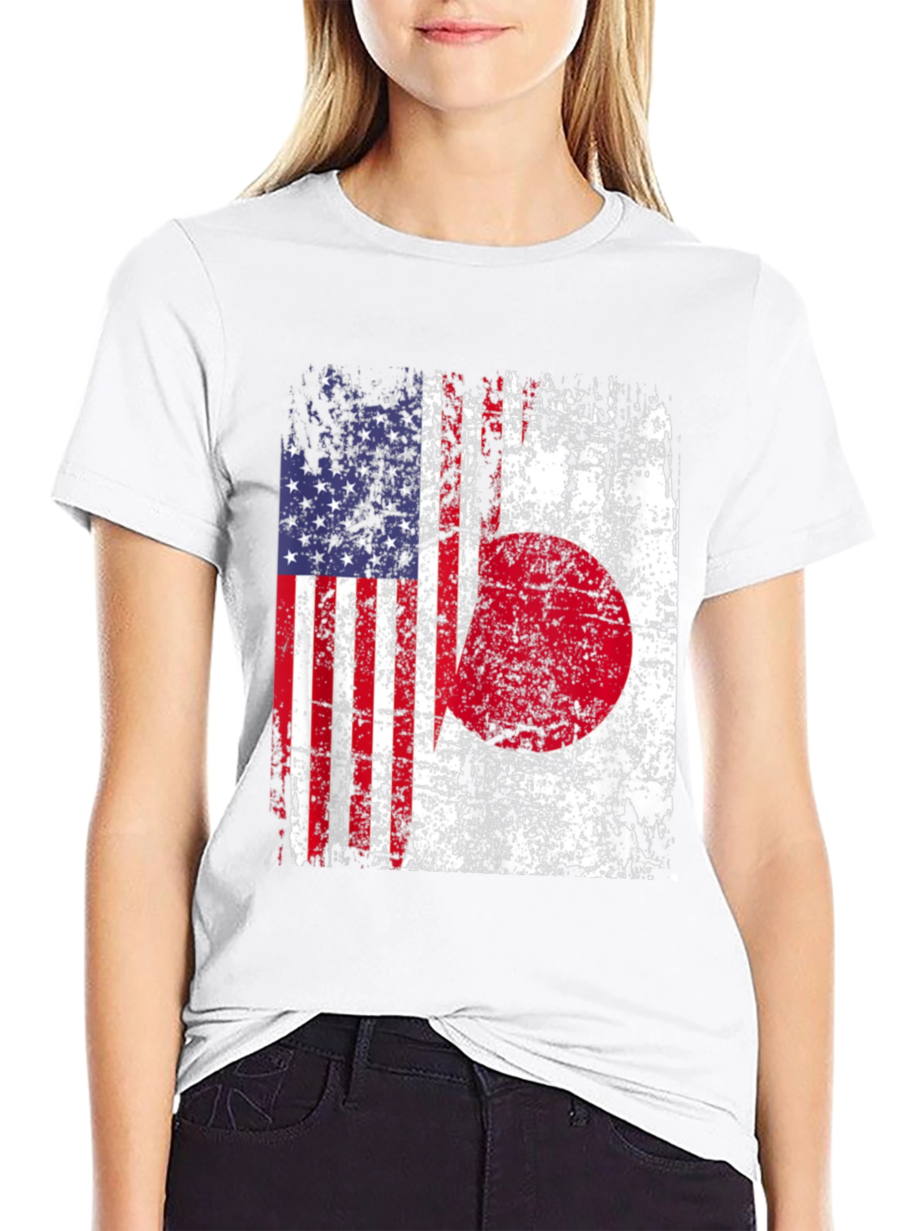 USA Japan Flag Graphic T-Shirt