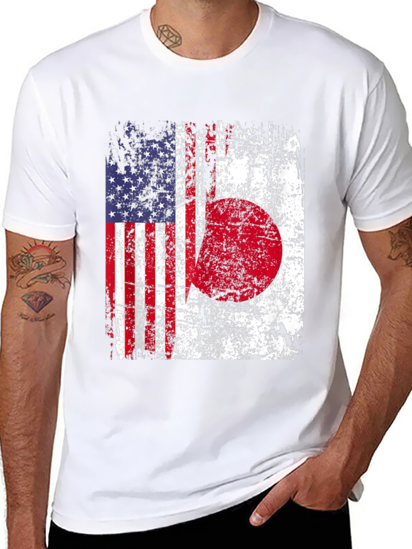 USA Japan Flag Graphic T-Shirt