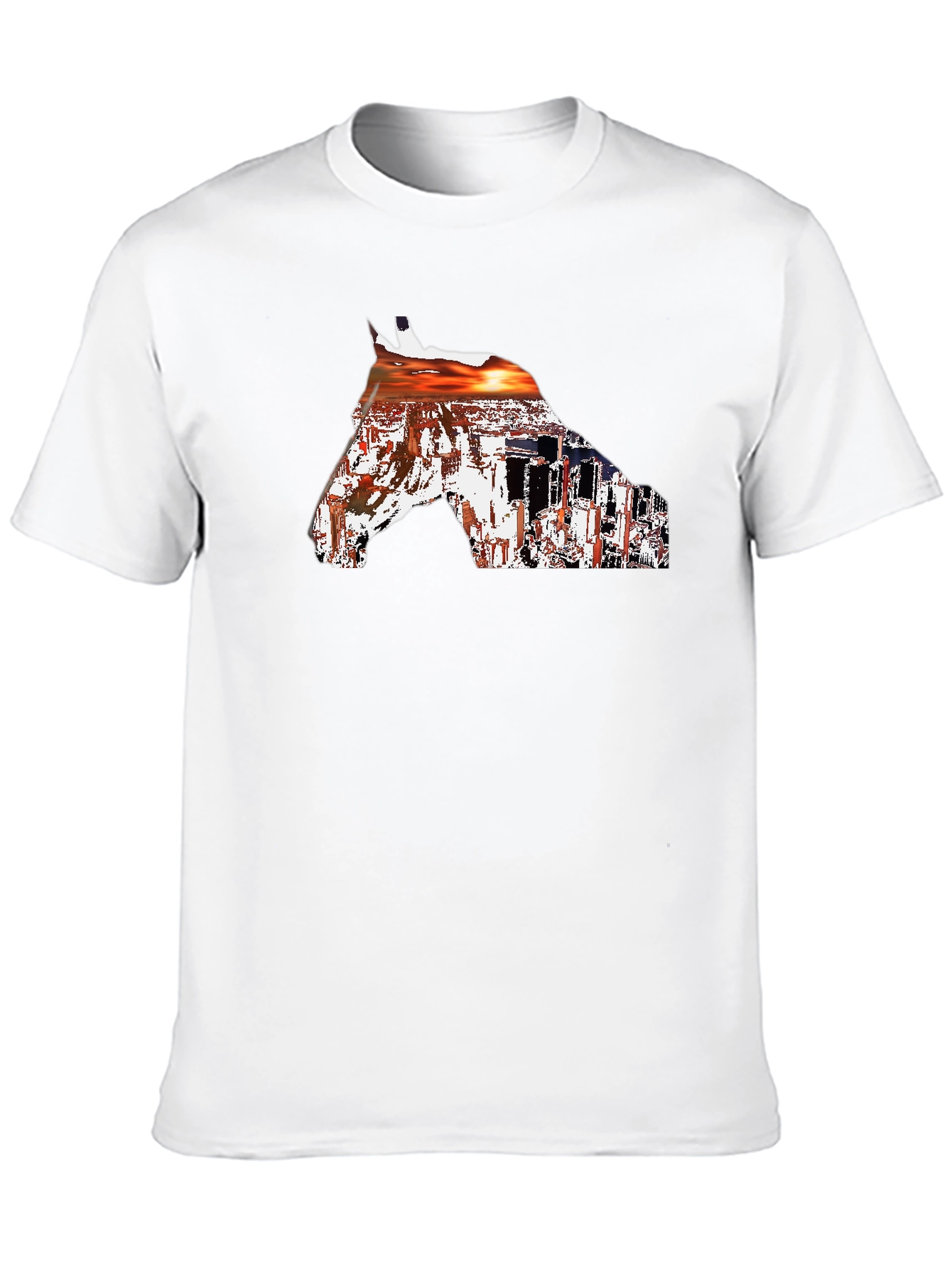 Horse Sunset Graphic Tee - Black Cotton Blend