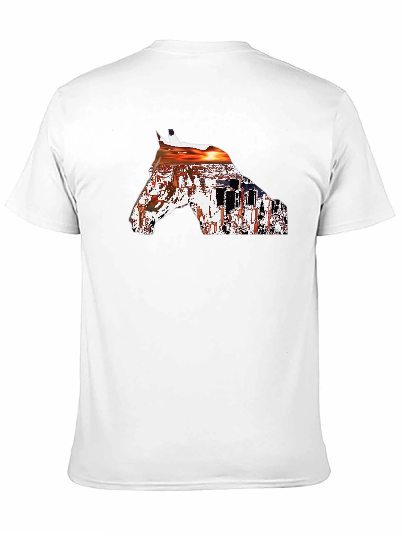 Horse Sunset Graphic Tee - Black Cotton Blend