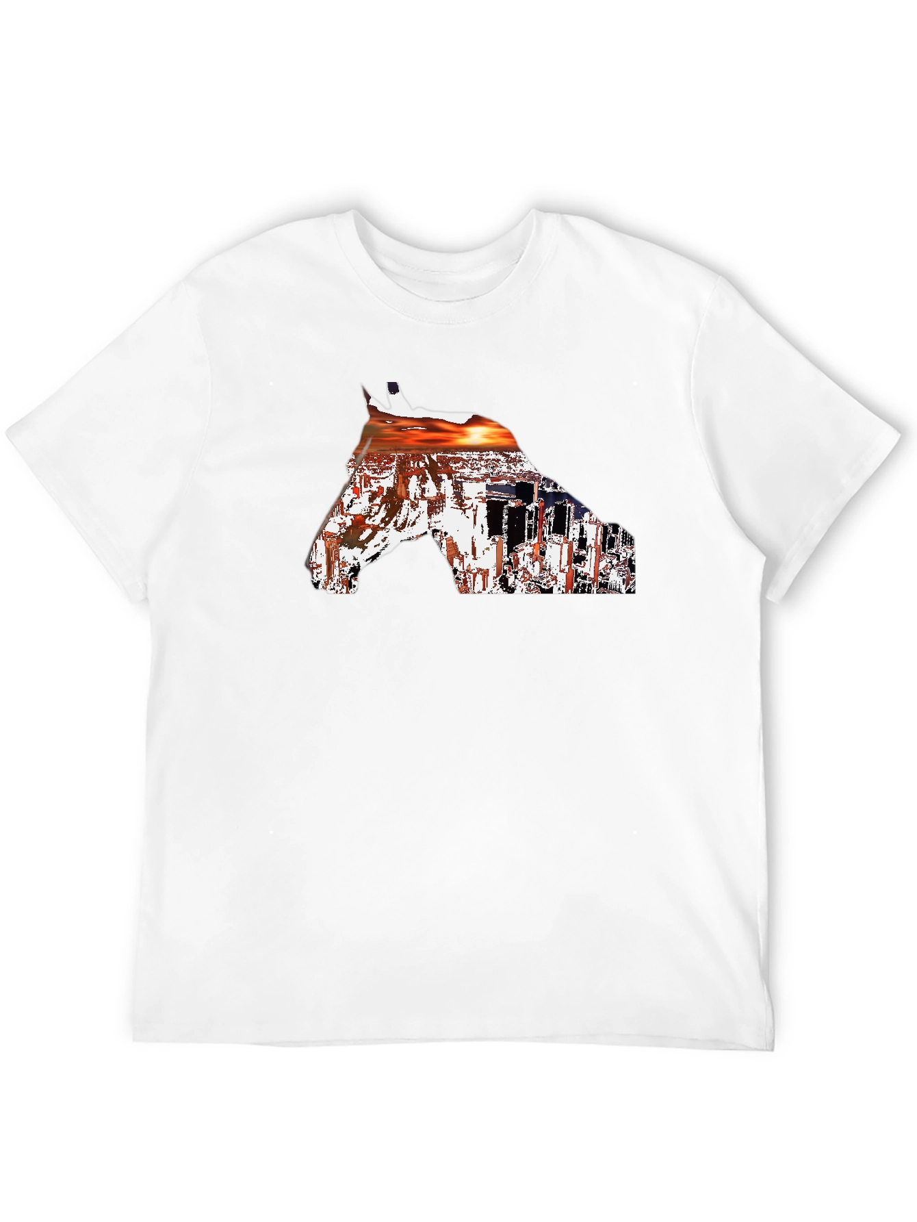 Horse Sunset Graphic Tee - Black Cotton Blend