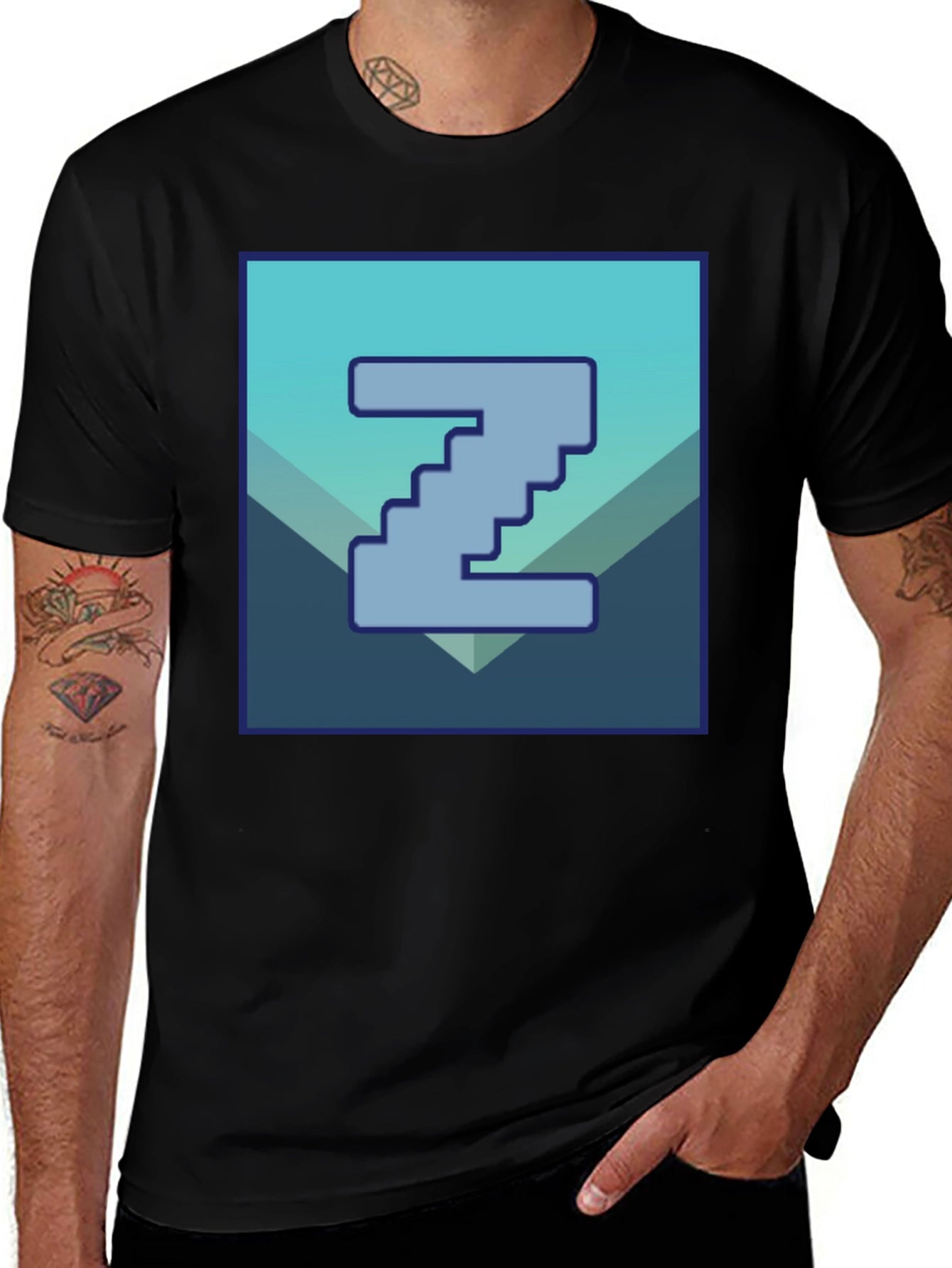 Pixelated Z Graphic Tee - Cool Casual Style