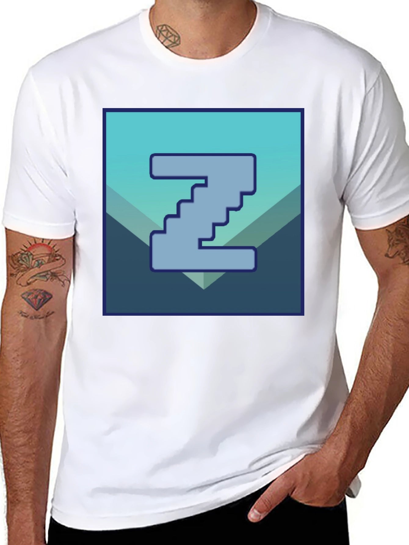 Pixelated Z Graphic Tee - Cool Casual Style