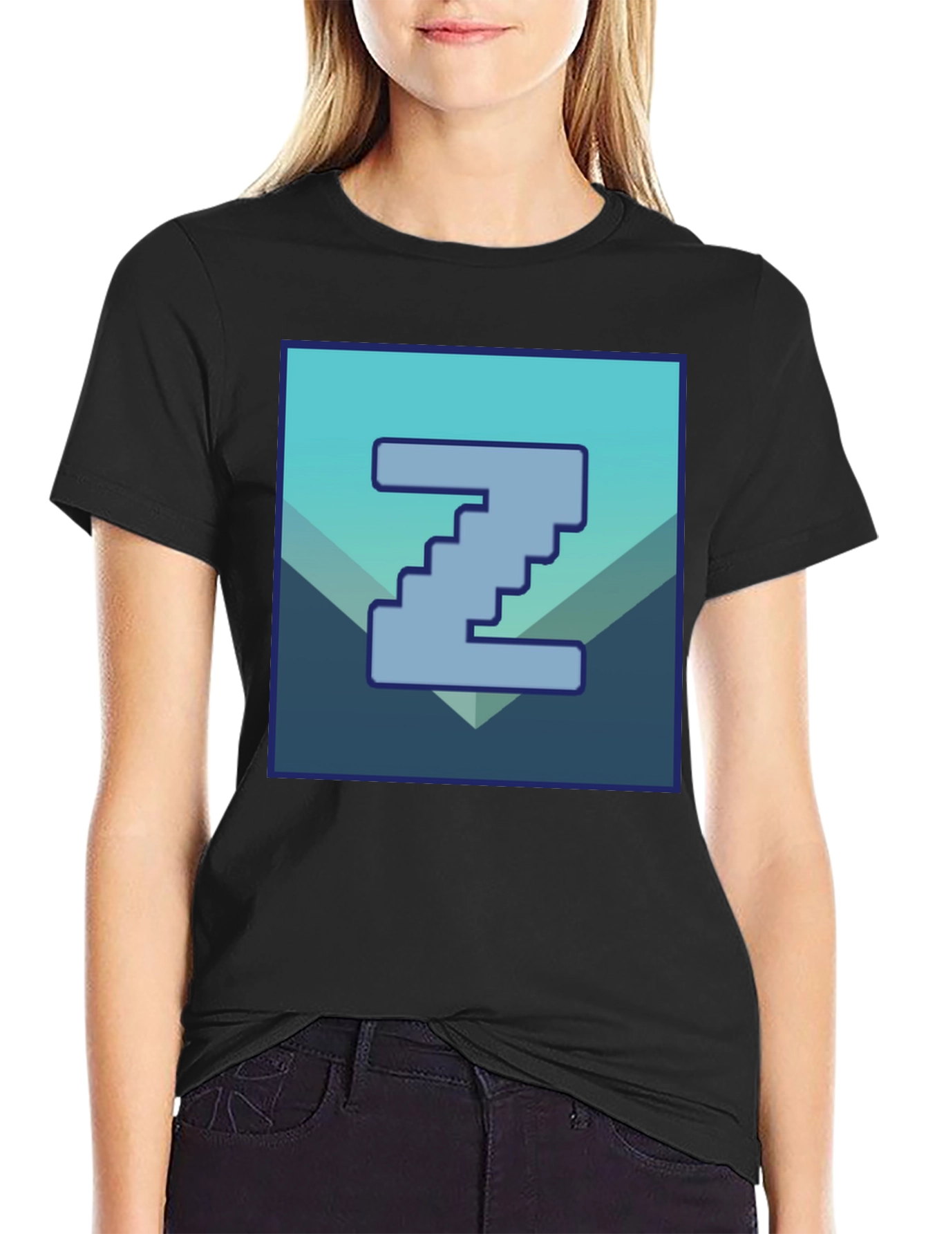 Pixelated Z Graphic Tee - Cool Casual Style