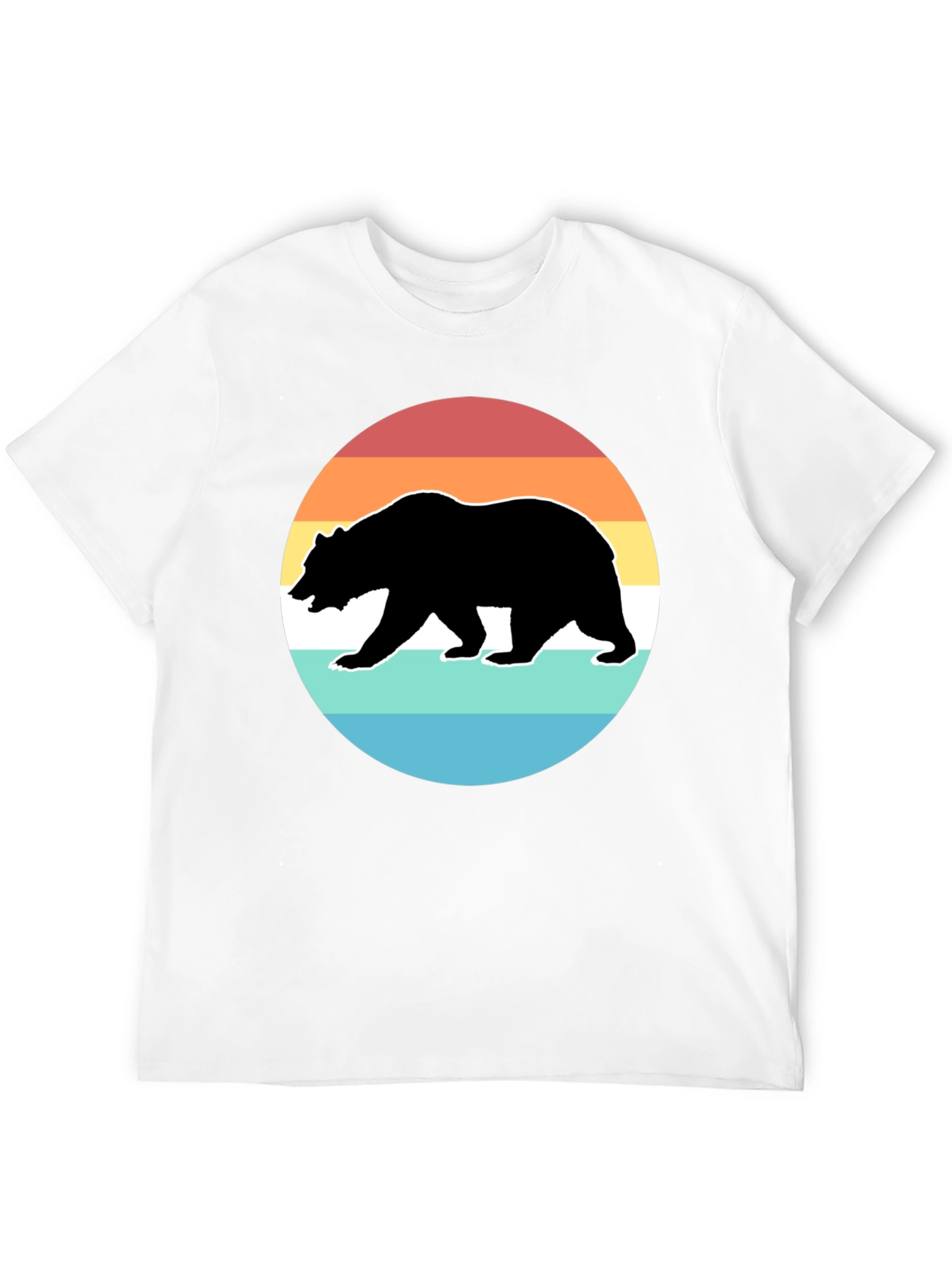Retro Bear Sunset Graphic T-Shirt - Black