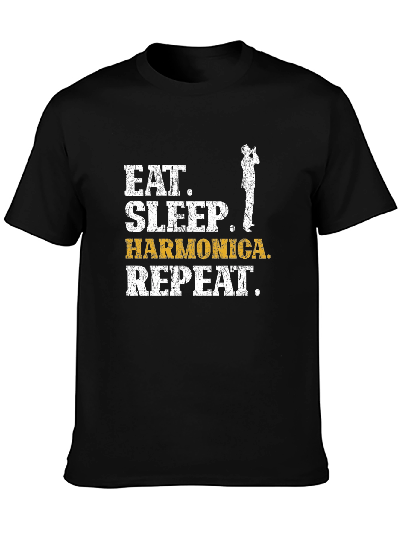 Eat Sleep Harmonica Repeat Graphic Tee