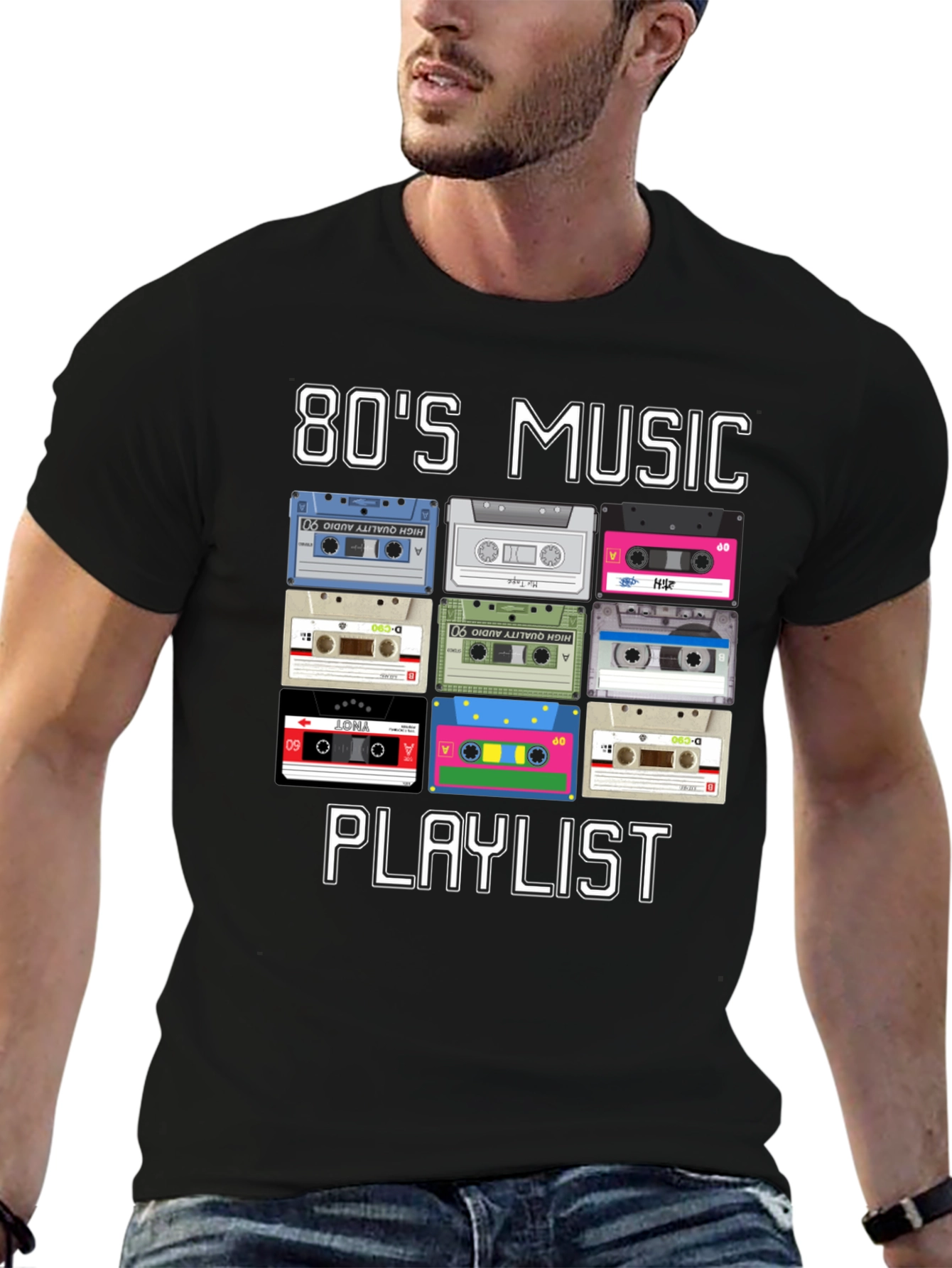 80s Music Playlist Cassette Tape T-Shirt