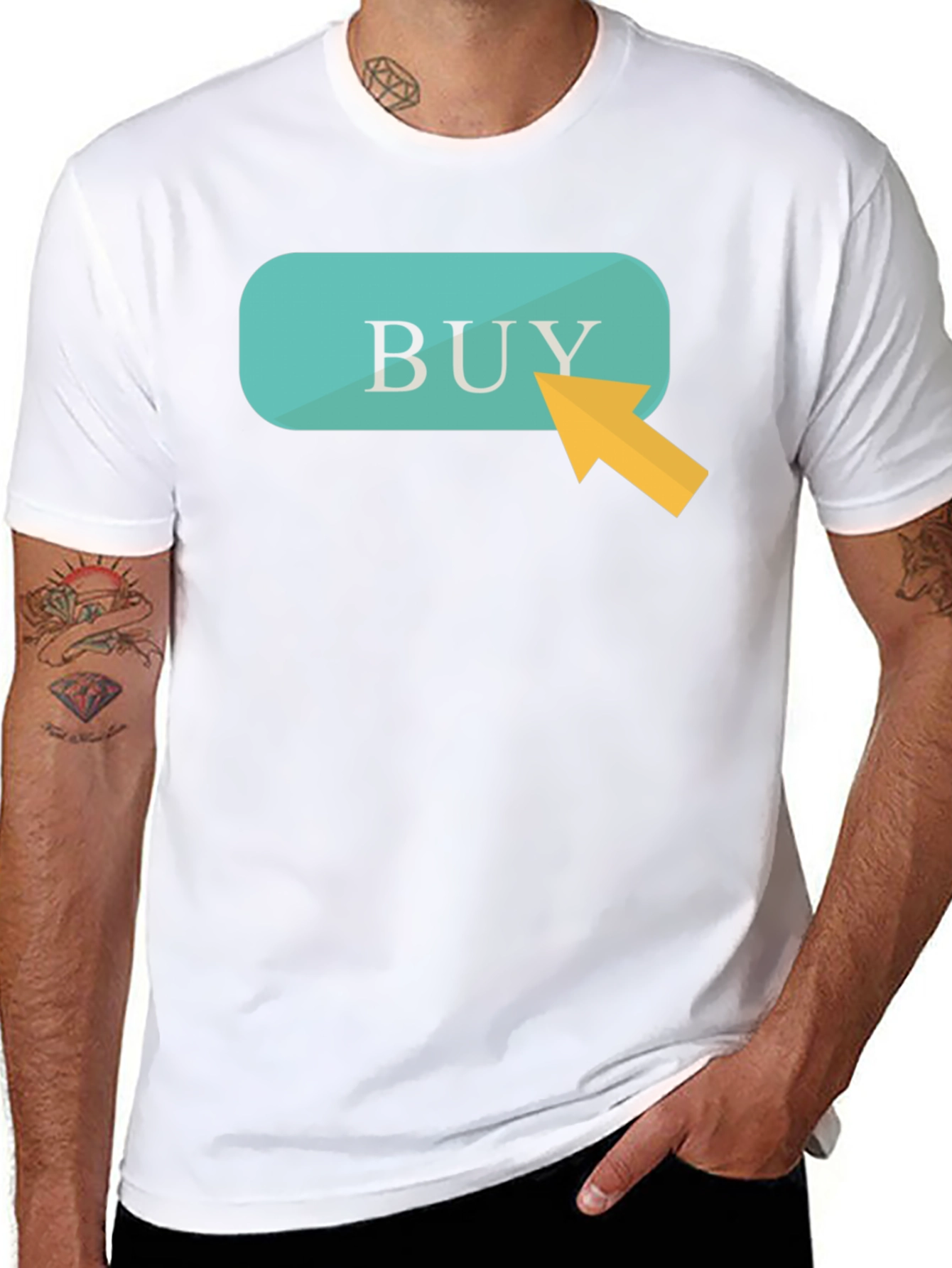 Buy Button Graphic Tee - Click to Purchase!