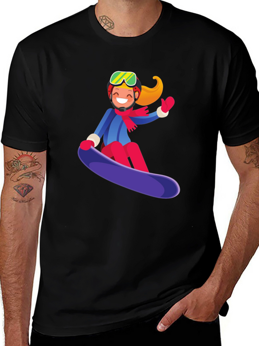 Snowboard Girl Graphic Tee - Black Cotton Casual Shirt