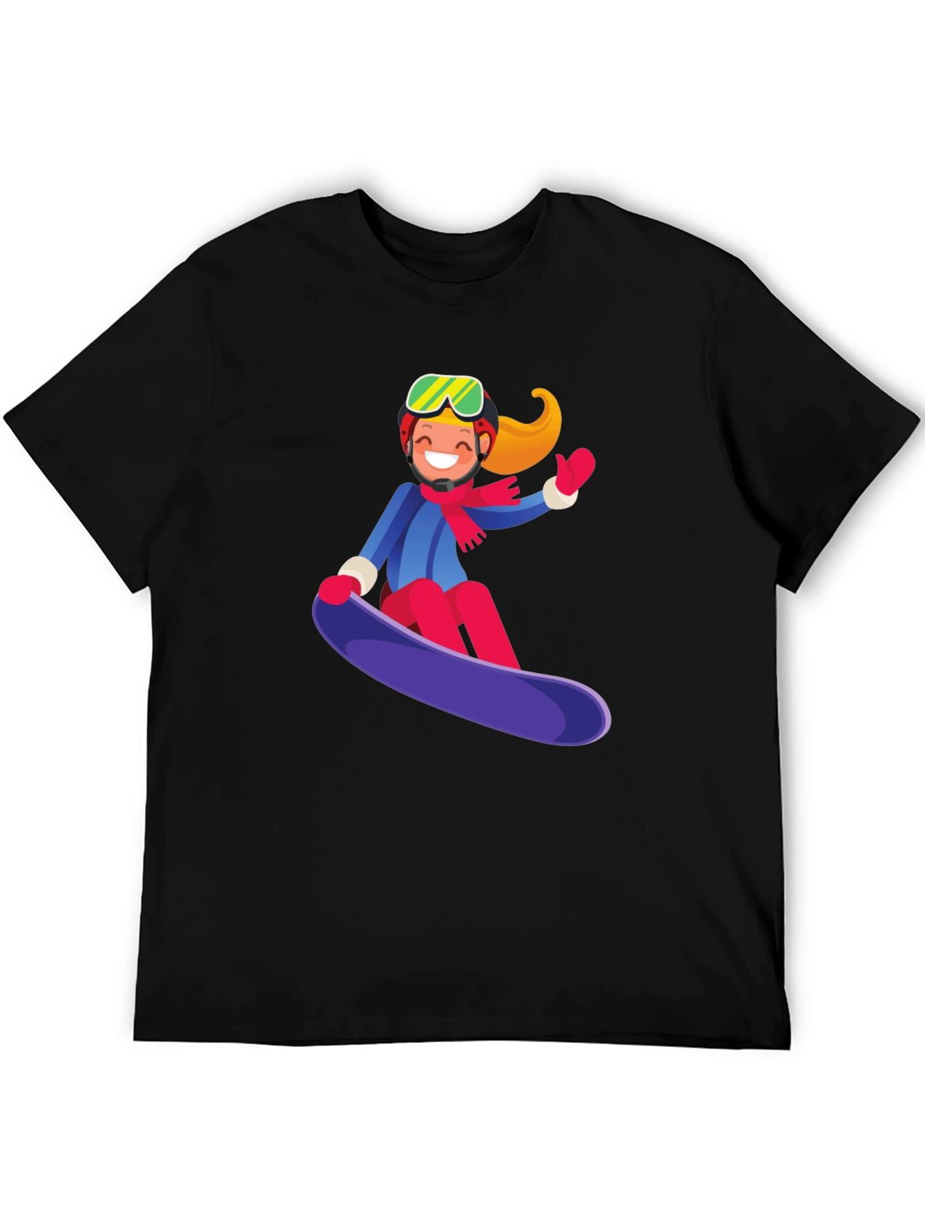Snowboard Girl Graphic Tee - Black Cotton Casual Shirt