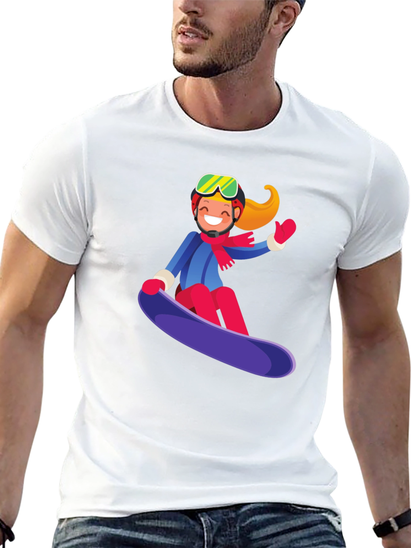 Snowboard Girl Graphic Tee - Black Cotton Casual Shirt