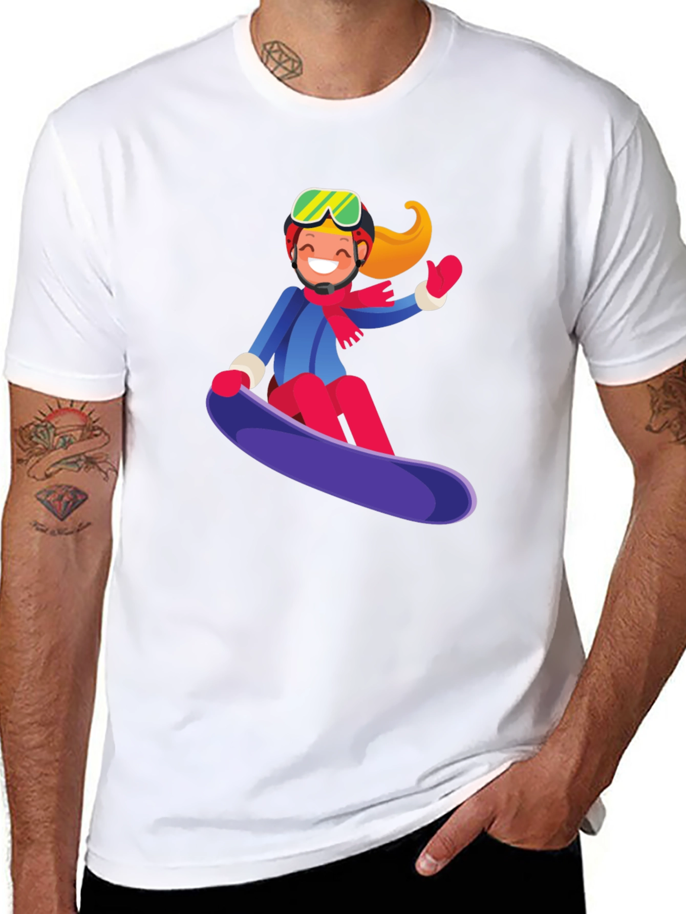 Snowboard Girl Graphic Tee - Black Cotton Casual Shirt