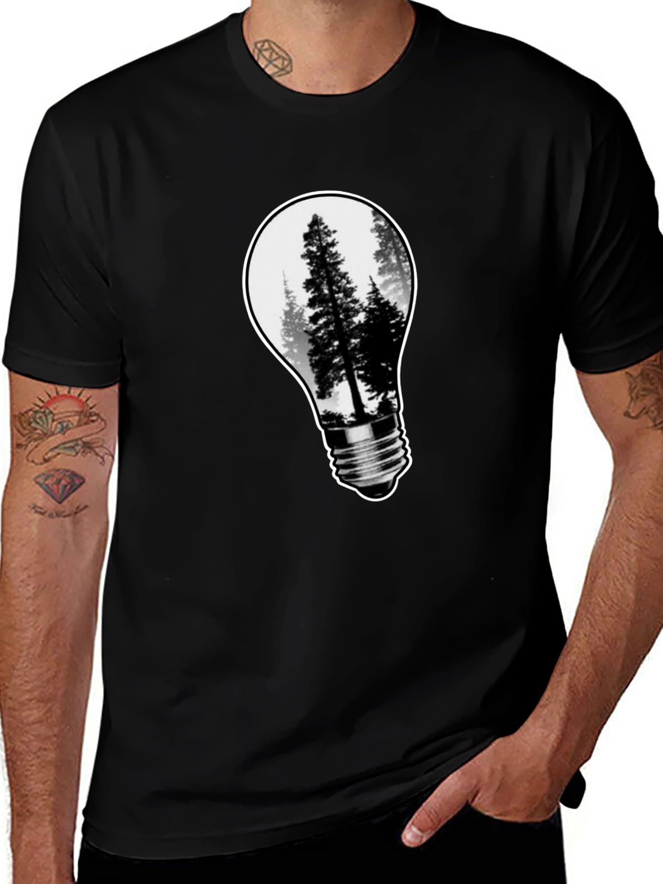 Nature Bulb Mens Black Graphic Tee