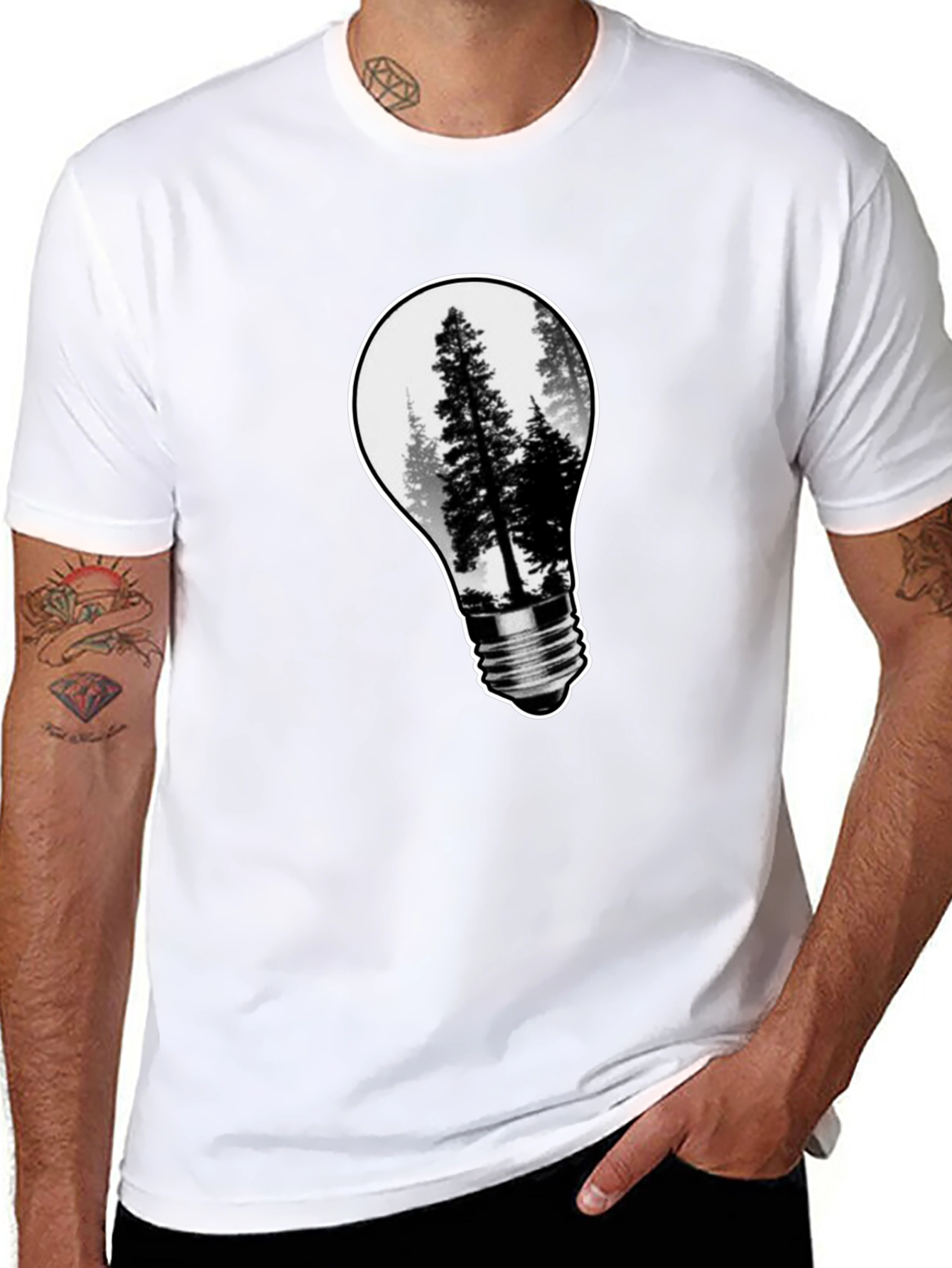 Nature Bulb Mens Black Graphic Tee