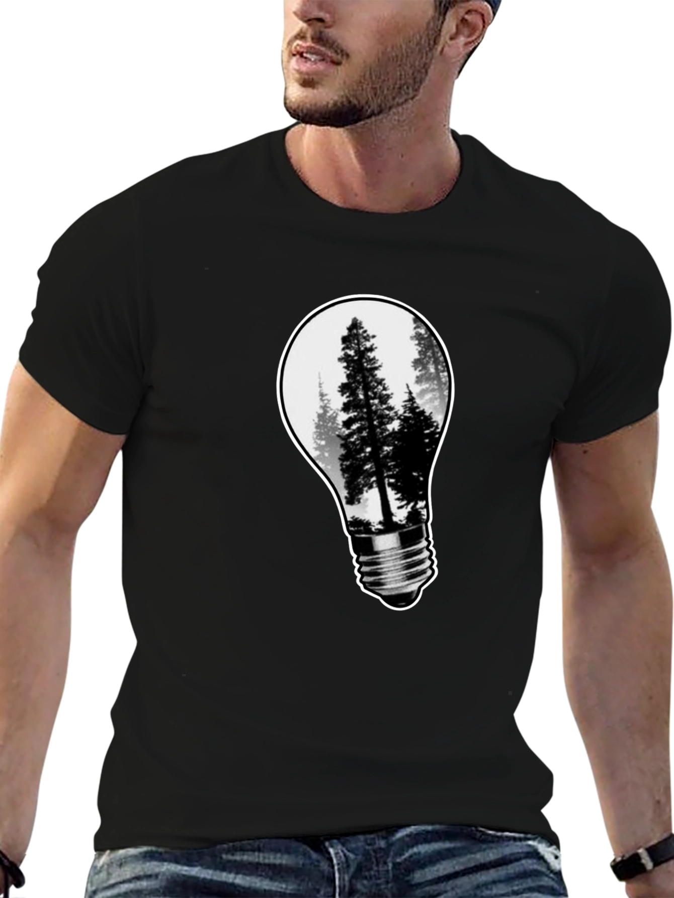 Nature Bulb Mens Black Graphic Tee