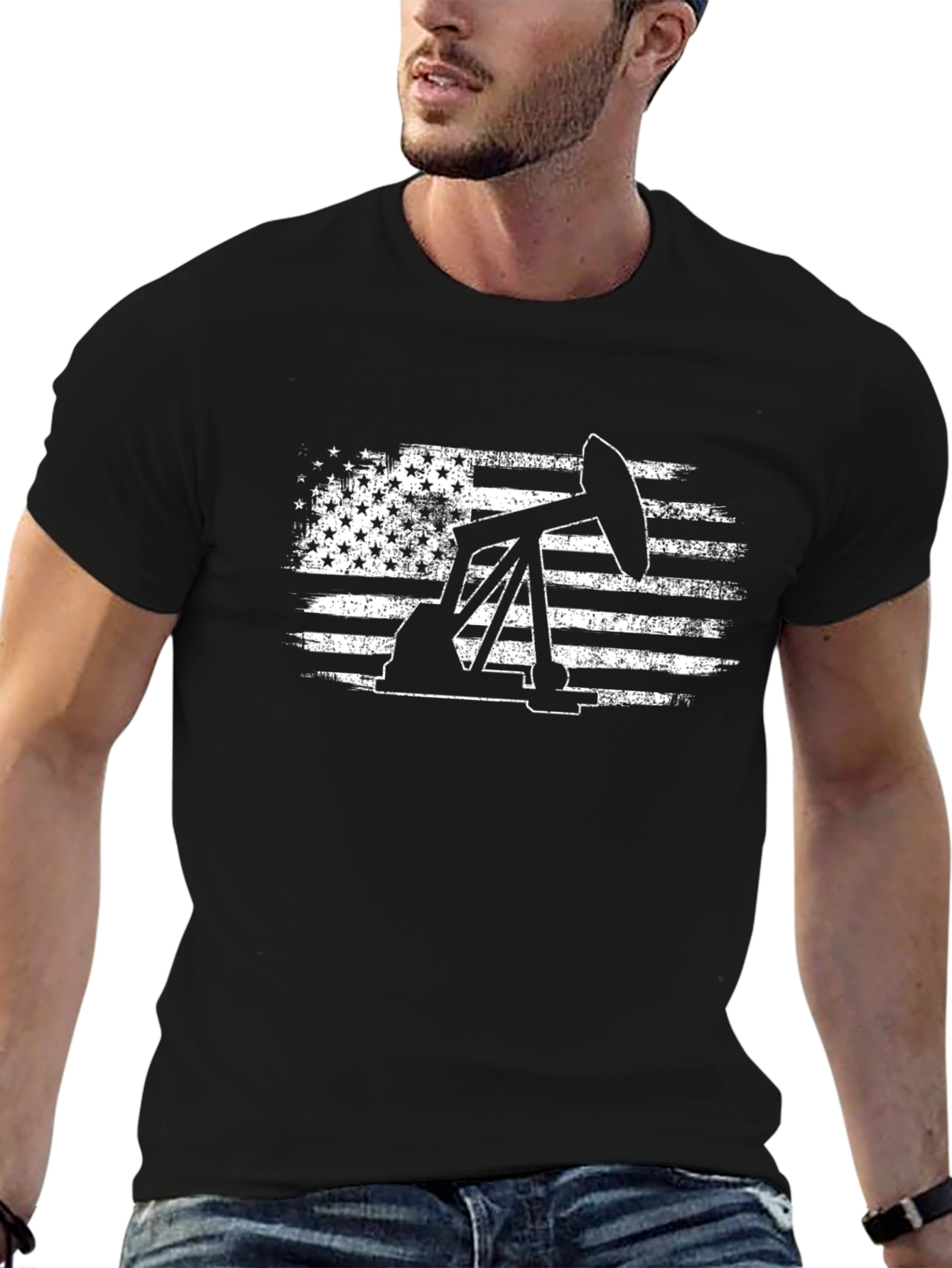 Oil Rig American Flag Graphic Tee