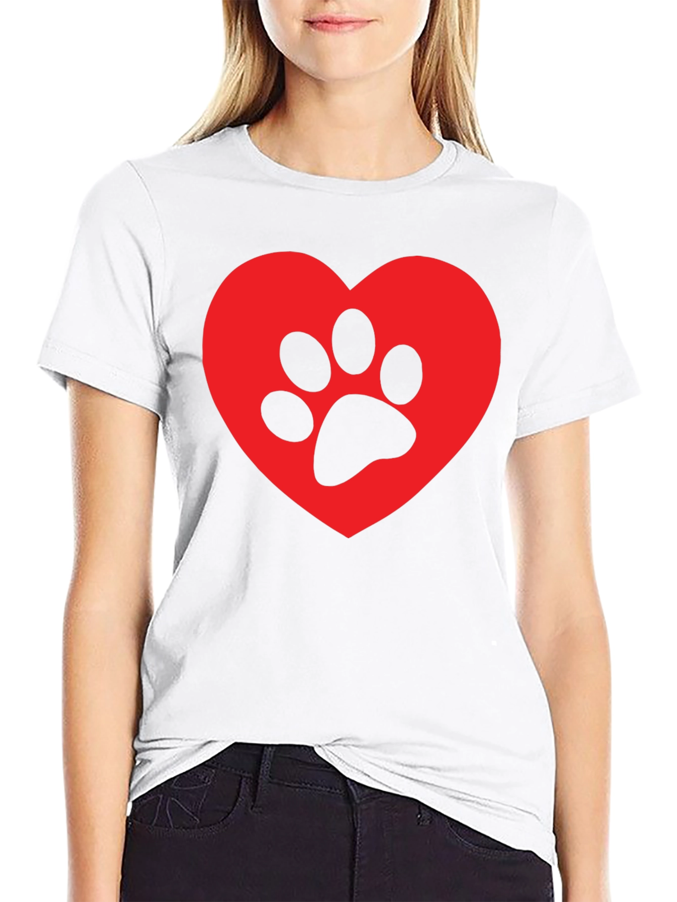 Heart Paw Print Graphic T-Shirt