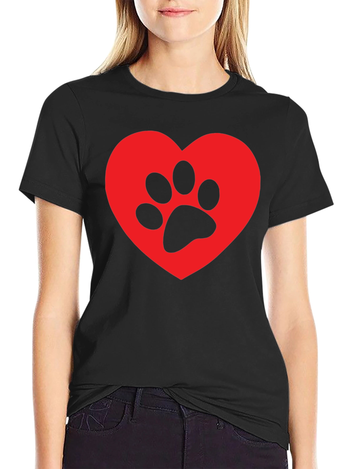 Heart Paw Print Graphic T-Shirt