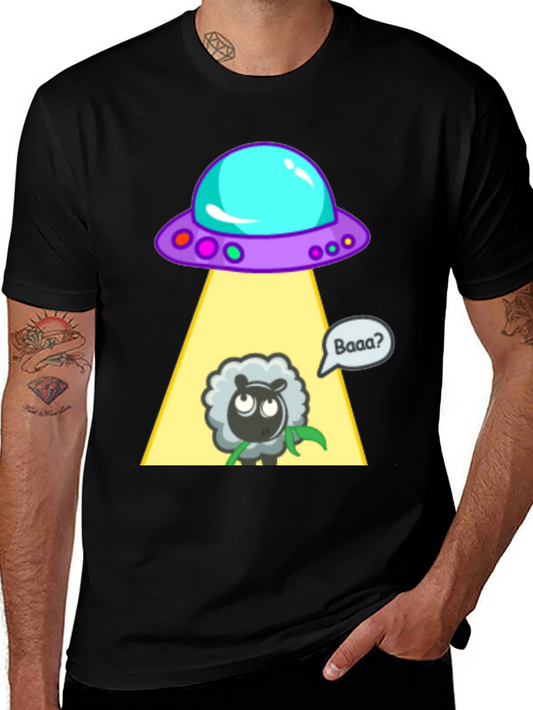 Alien Abduction Sheep Graphic T-Shirt