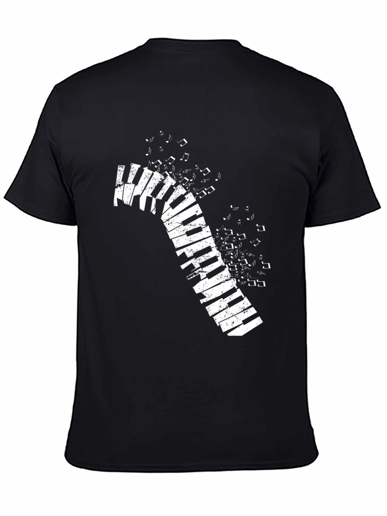 Piano Keys Music Notes Black T-Shirt