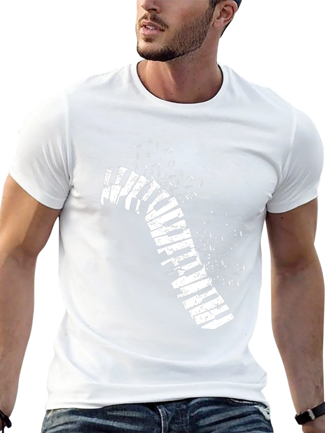 Piano Keys Music Notes Black T-Shirt