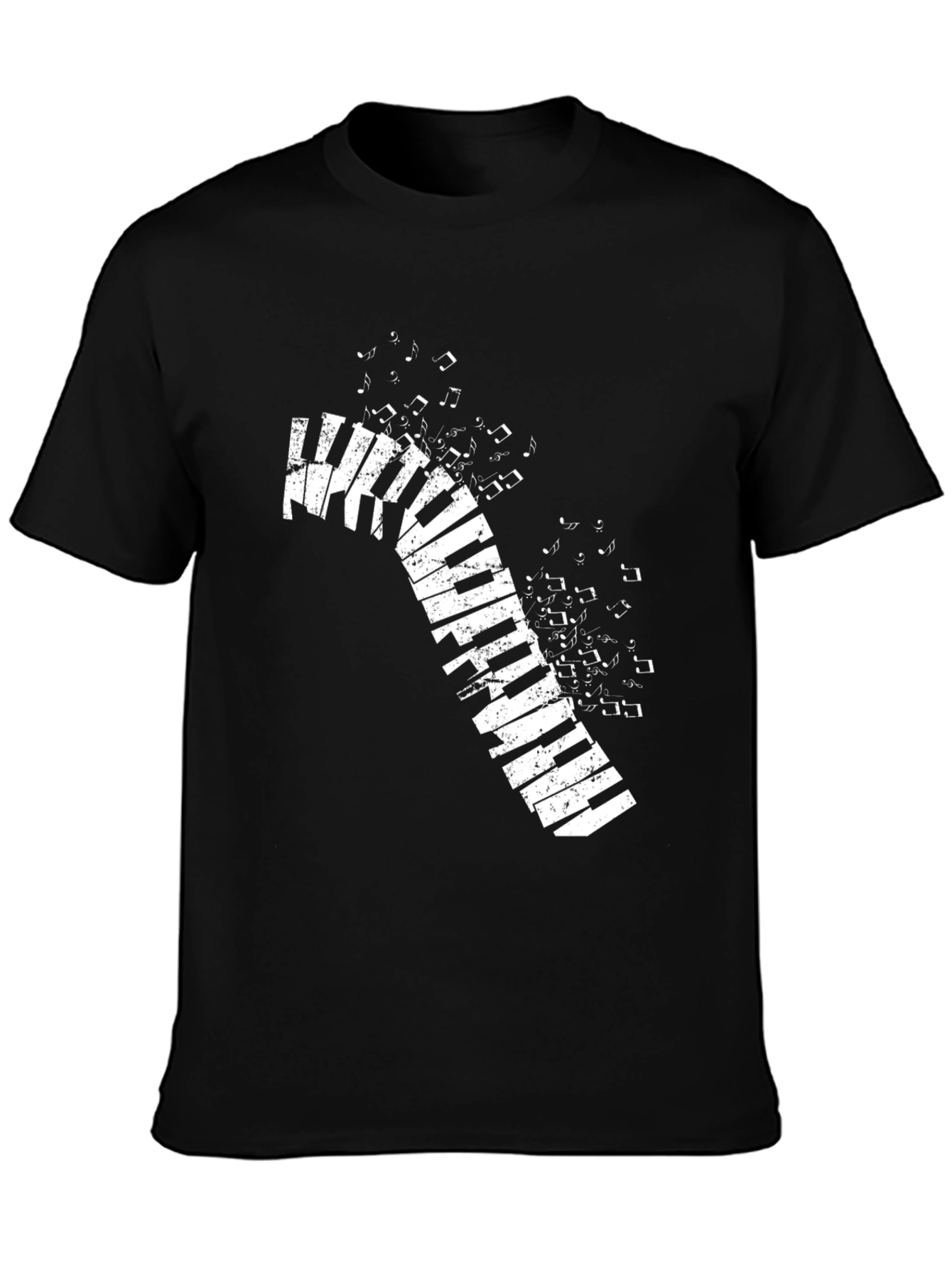 Piano Keys Music Notes Black T-Shirt