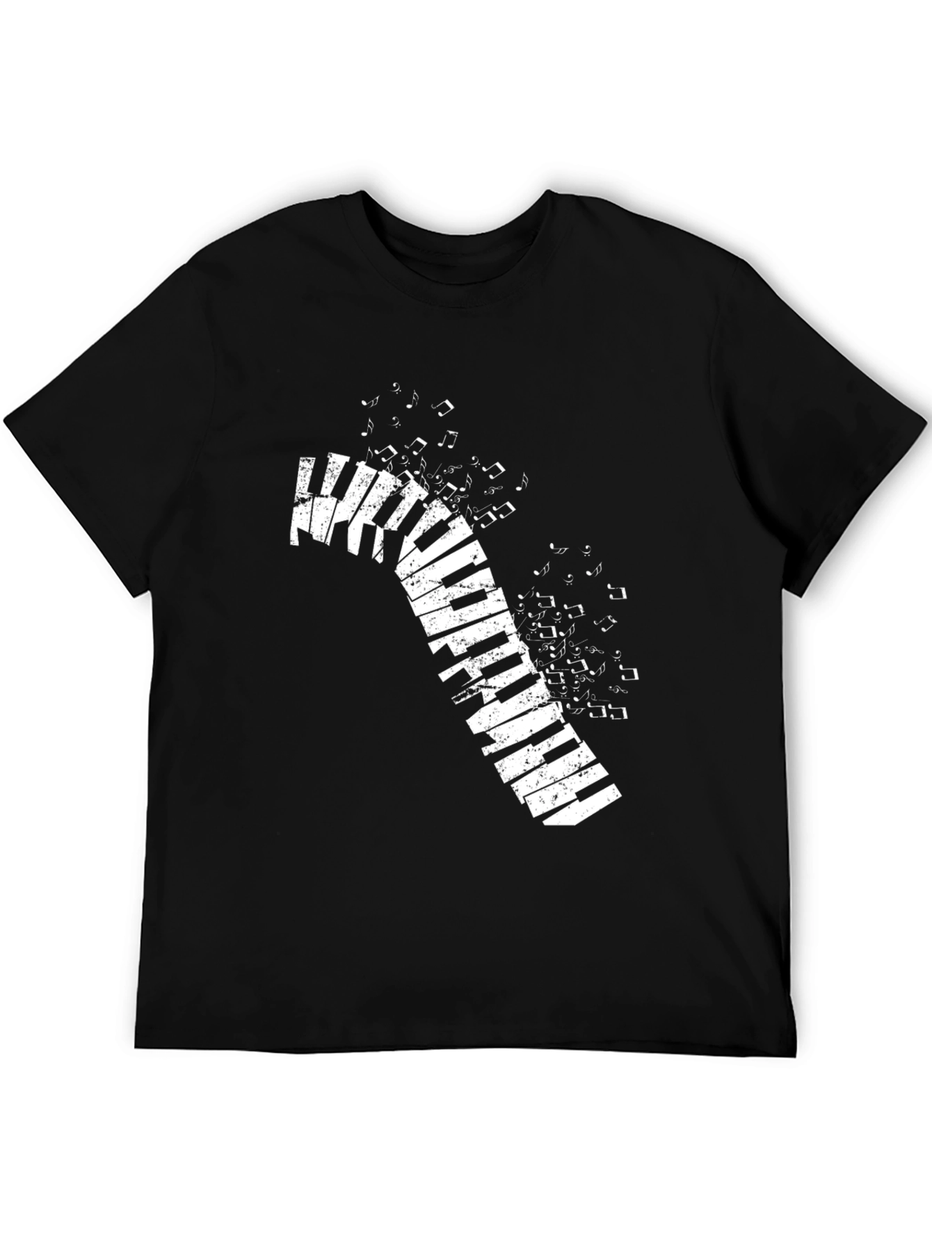 Piano Keys Music Notes Black T-Shirt