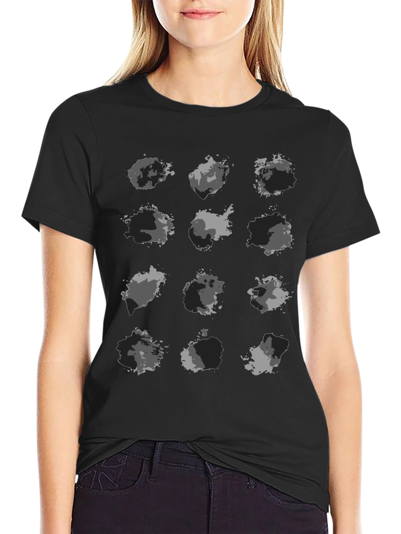 Abstract Camo Print Black T-Shirt