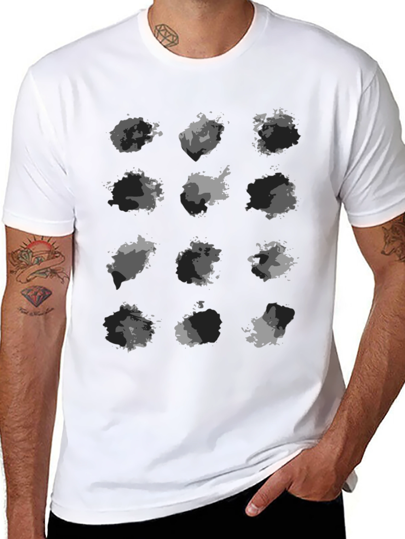 Abstract Camo Print Black T-Shirt
