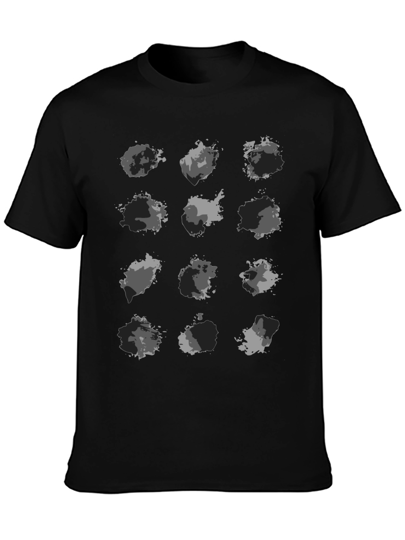 Abstract Camo Print Black T-Shirt