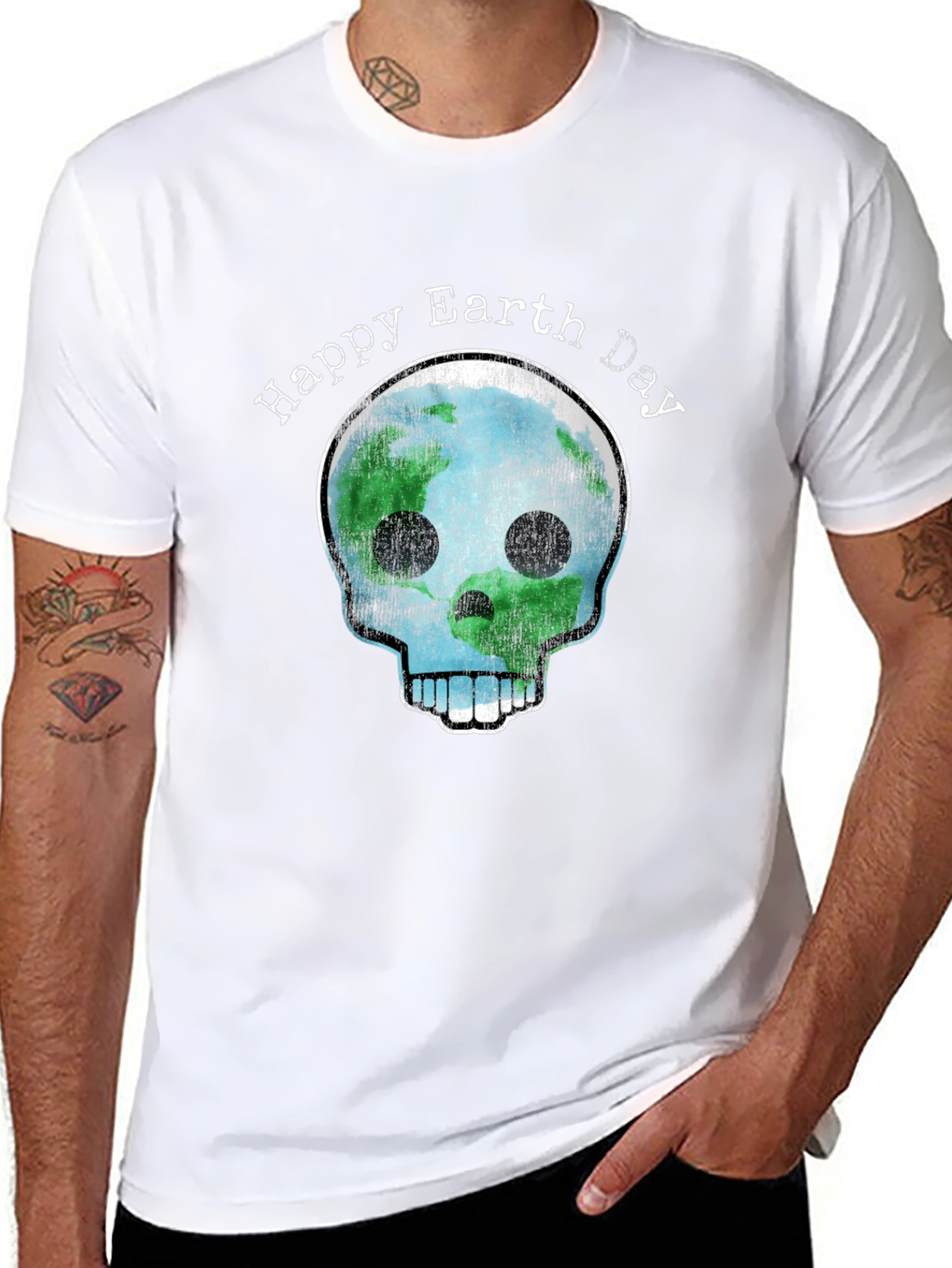 Happy Earth Day Skull Graphic T-Shirt
