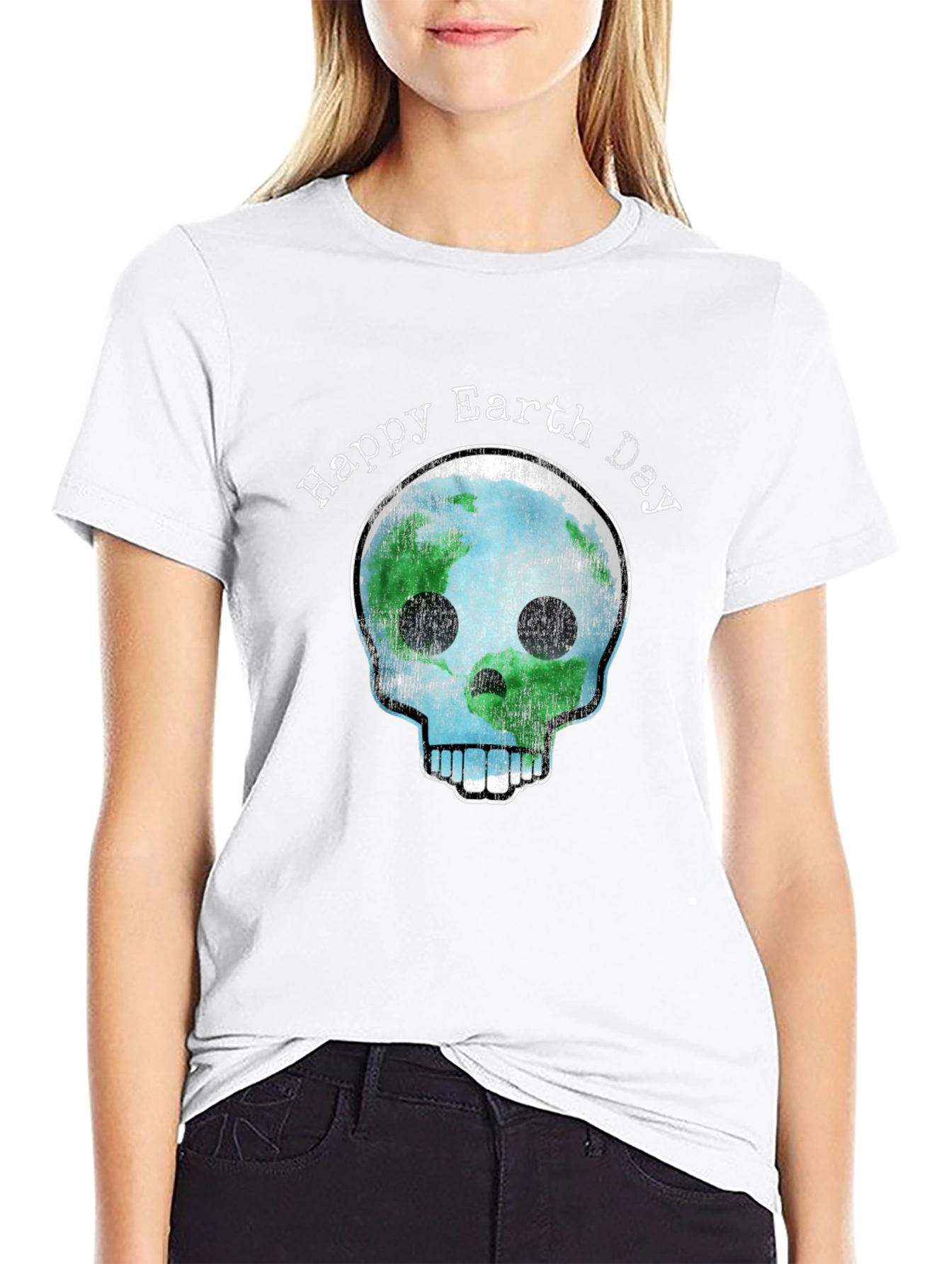 Happy Earth Day Skull Graphic T-Shirt
