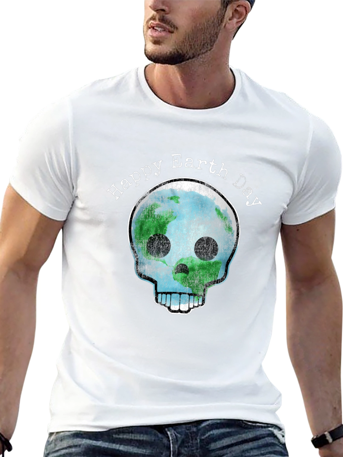 Happy Earth Day Skull Graphic T-Shirt