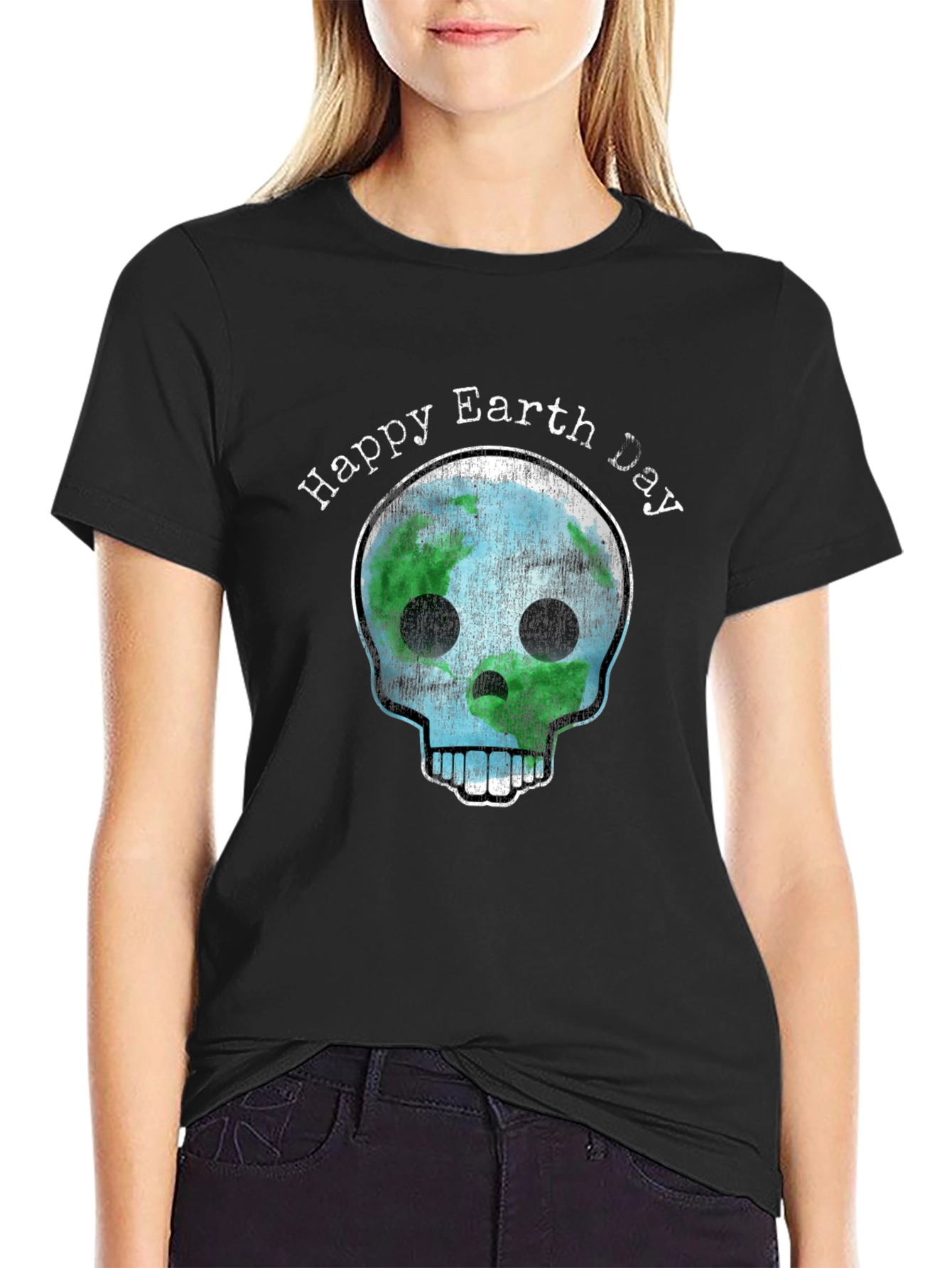 Happy Earth Day Skull Graphic T-Shirt