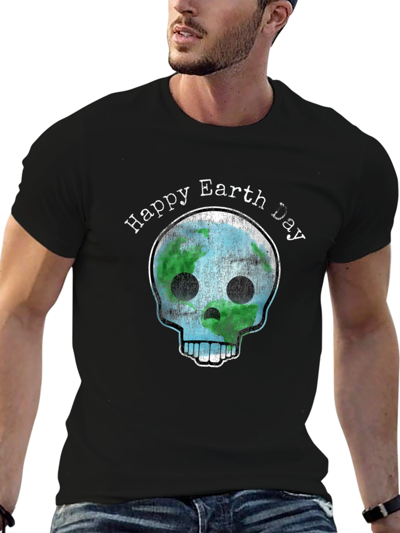 Happy Earth Day Skull Graphic T-Shirt