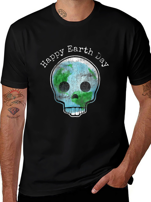 Happy Earth Day Skull Graphic T-Shirt
