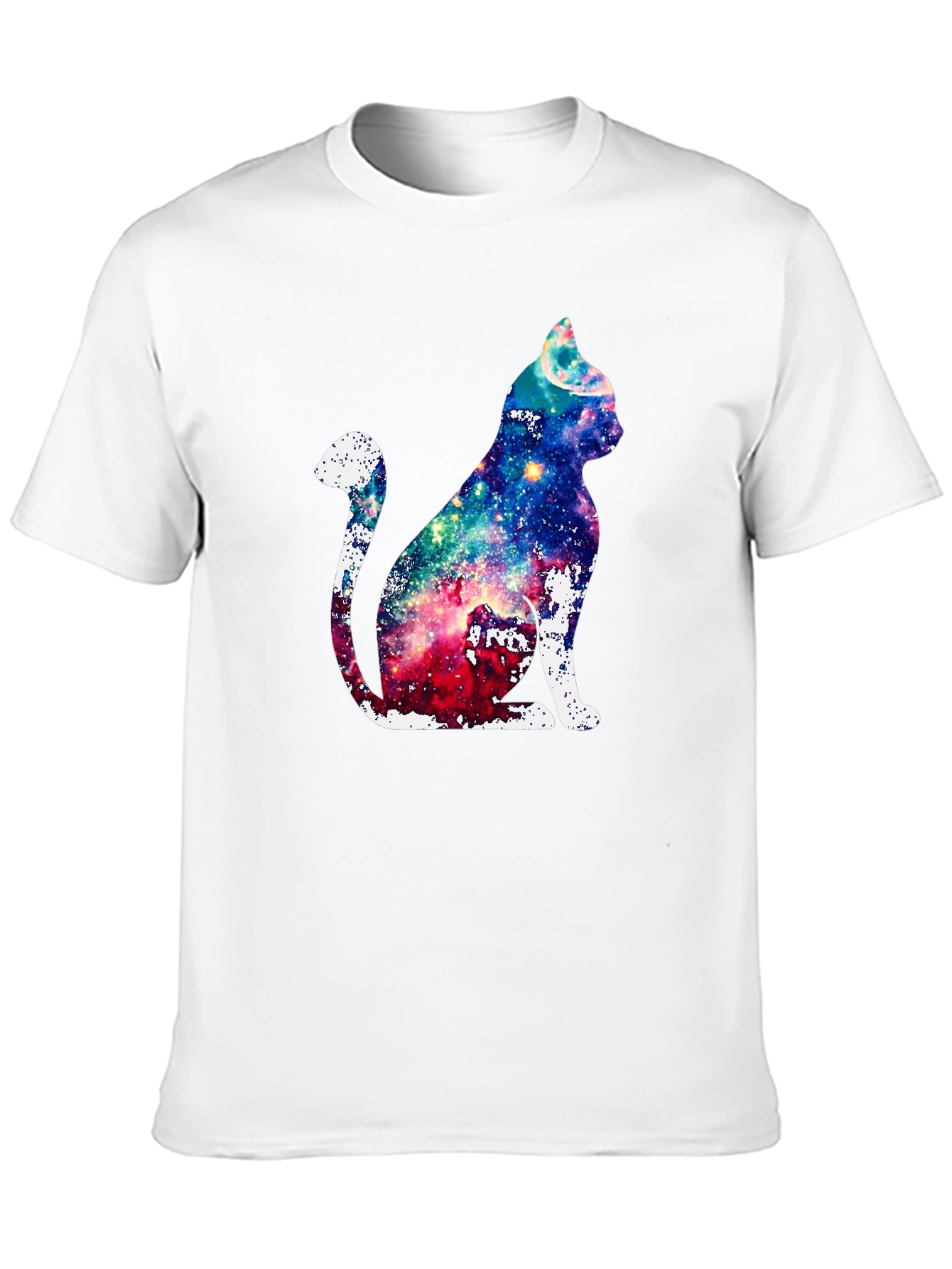 Galaxy Cat Graphic Print T-Shirt - Unique Design