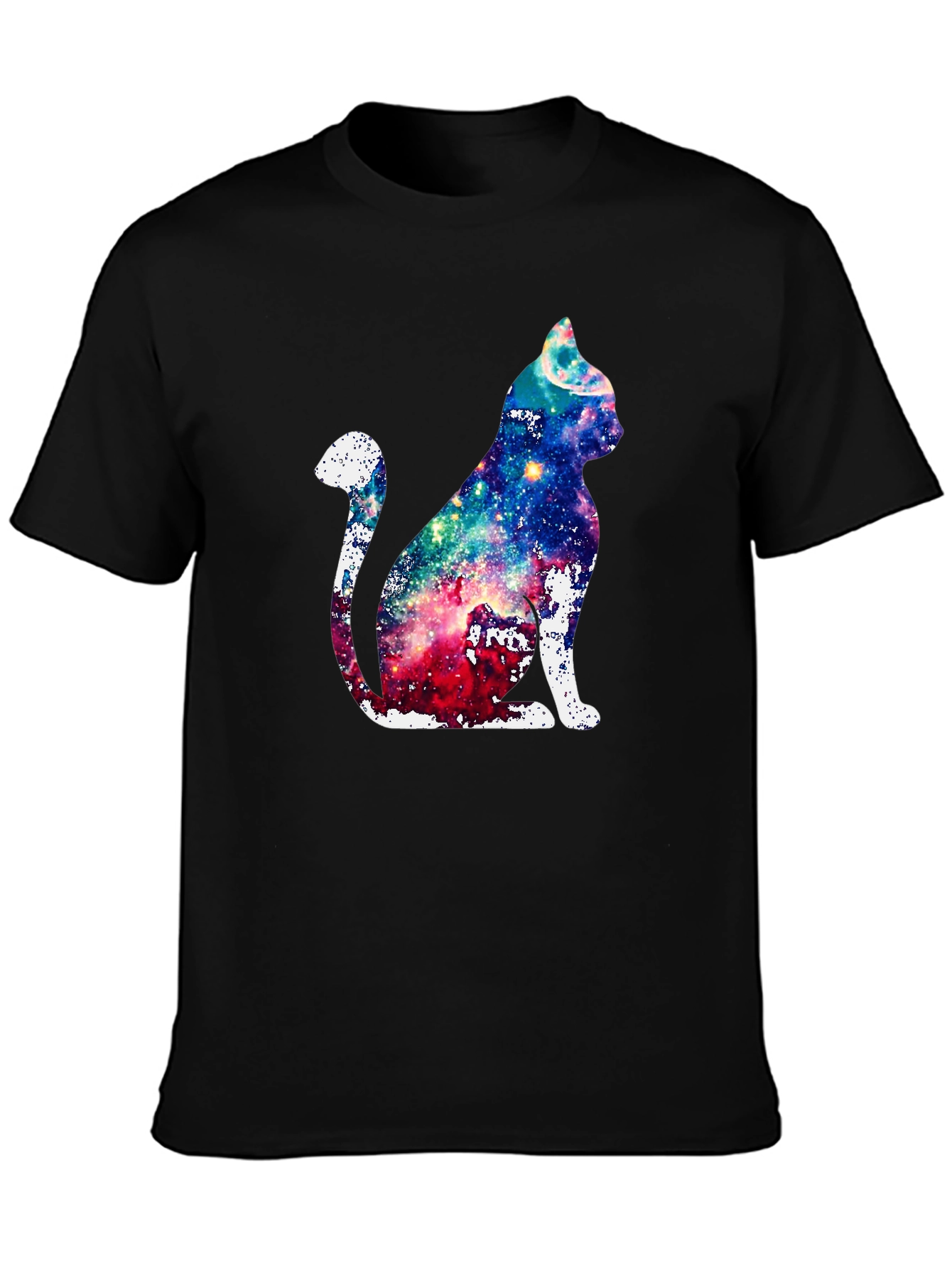 Galaxy Cat Graphic Print T-Shirt - Unique Design