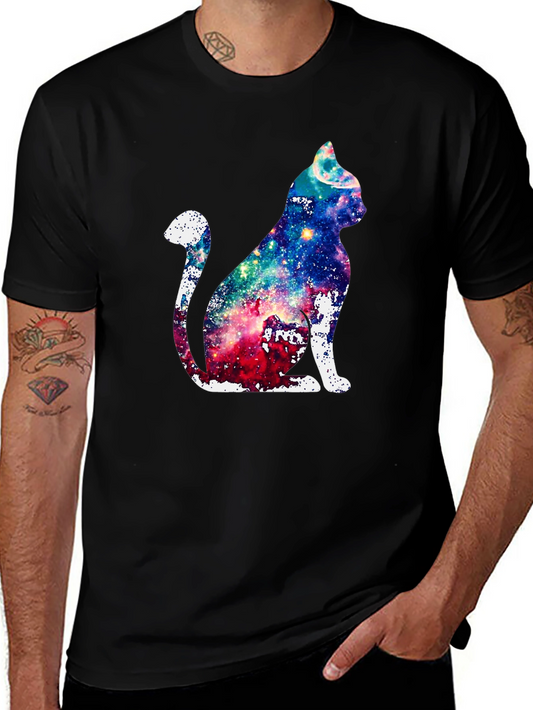 Galaxy Cat Graphic Print T-Shirt - Unique Design