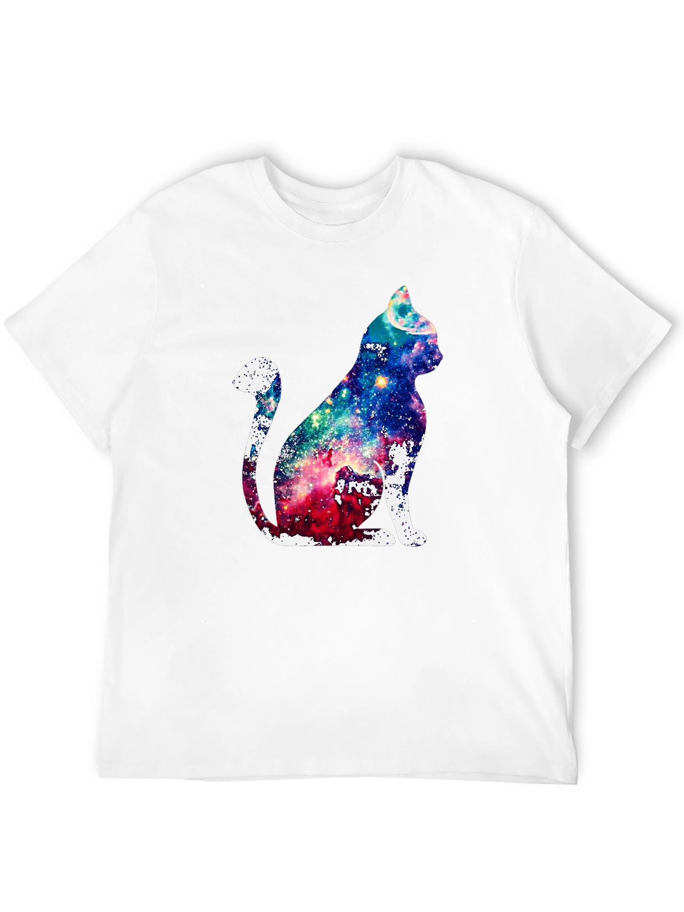 Galaxy Cat Graphic Print T-Shirt - Unique Design