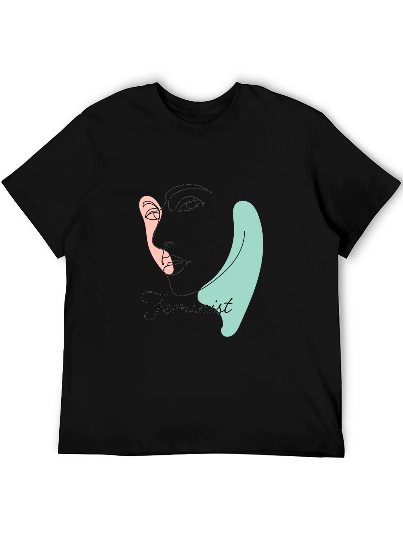 Feminist Line Art T-Shirt - Black