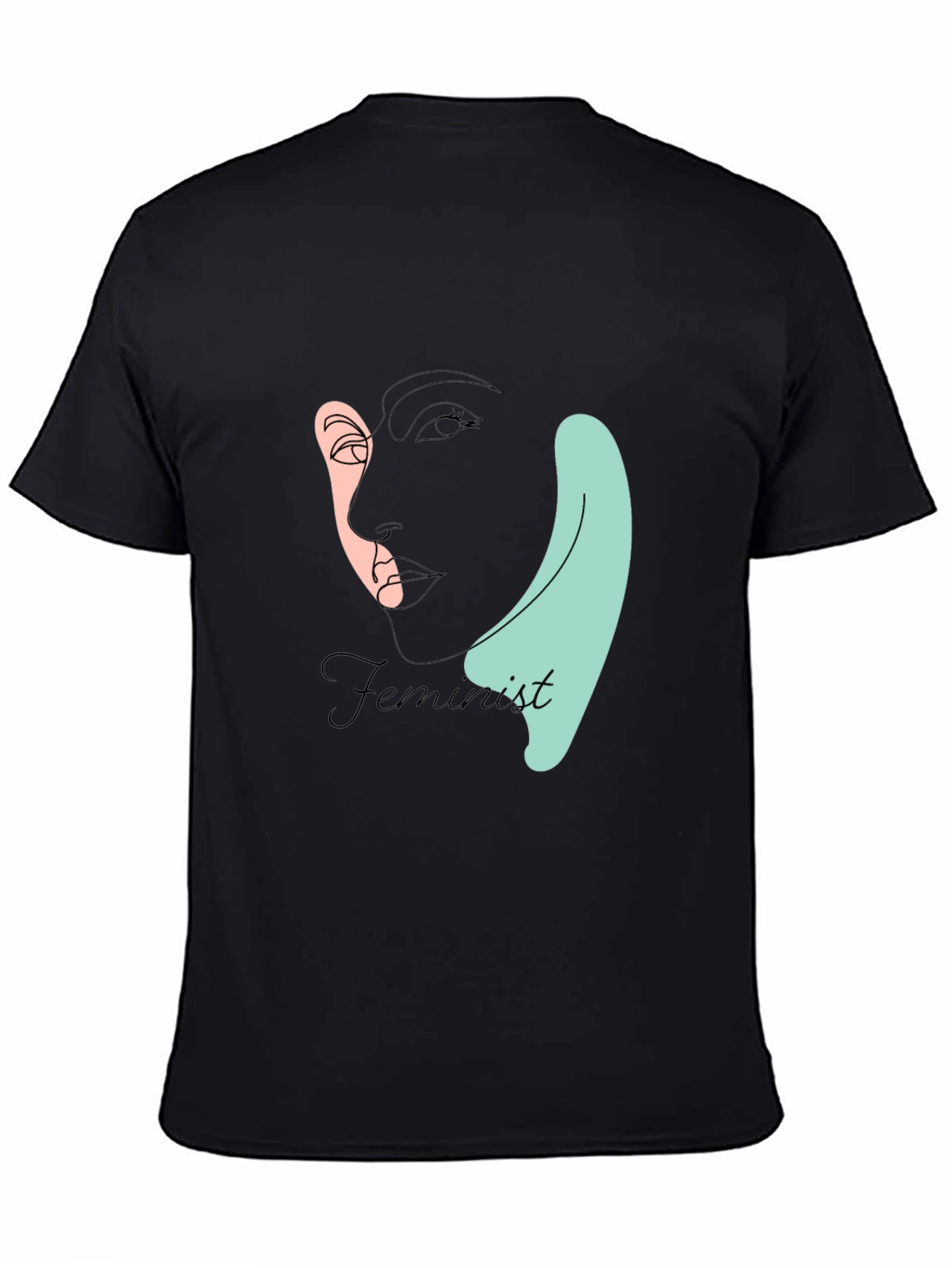 Feminist Line Art T-Shirt - Black