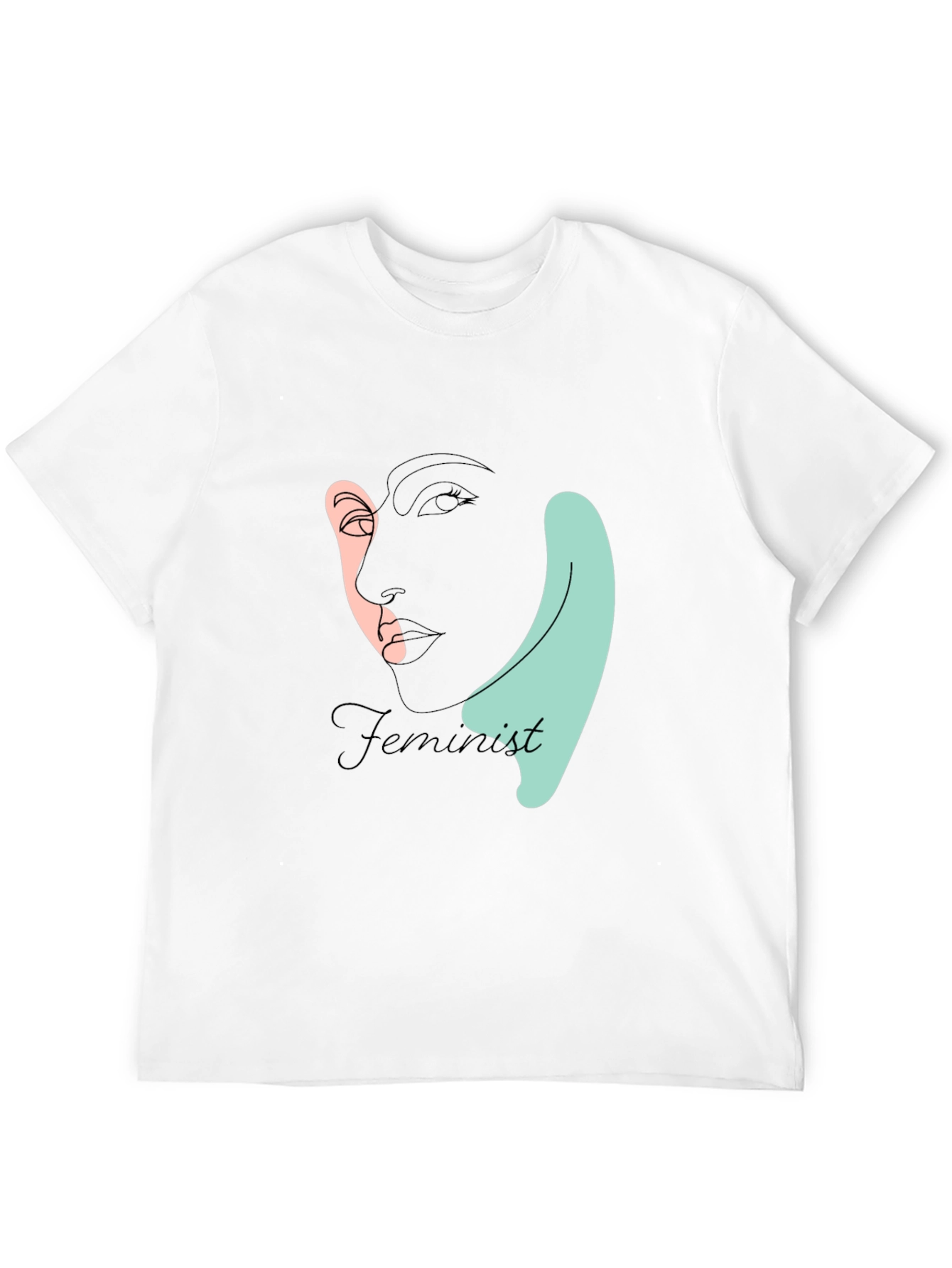 Feminist Line Art T-Shirt - Black