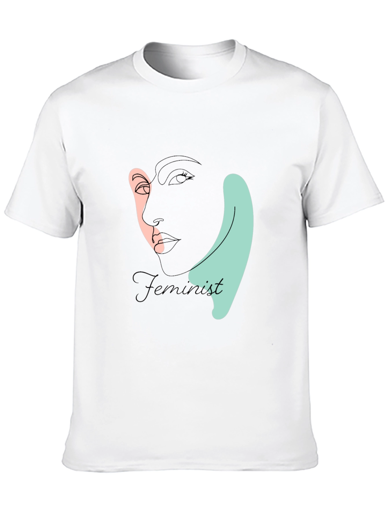 Feminist Line Art T-Shirt - Black