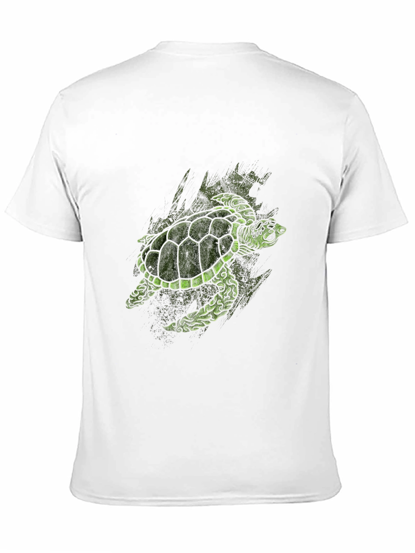 Green Turtle Graphic Print Black T-Shirt