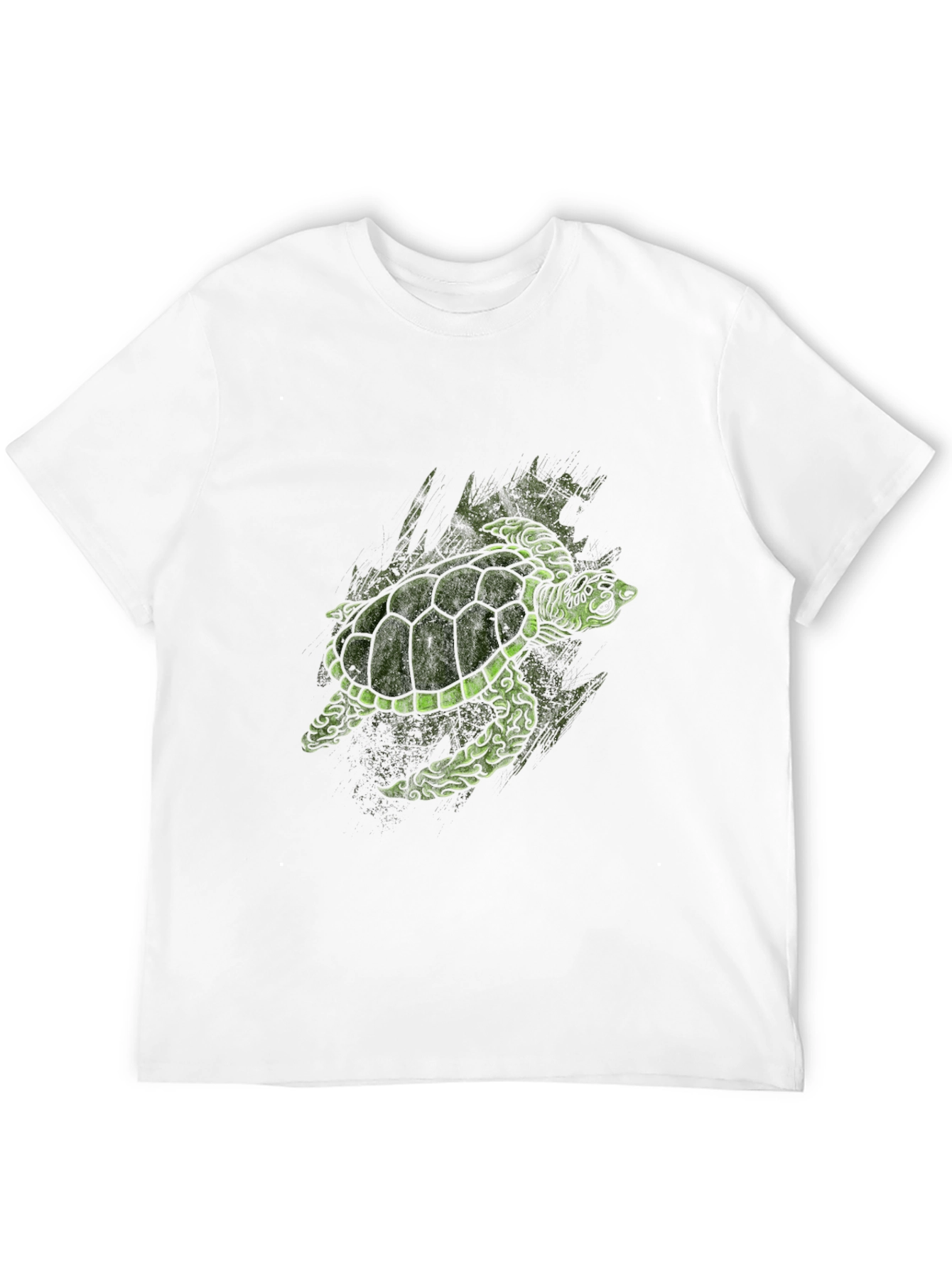 Green Turtle Graphic Print Black T-Shirt