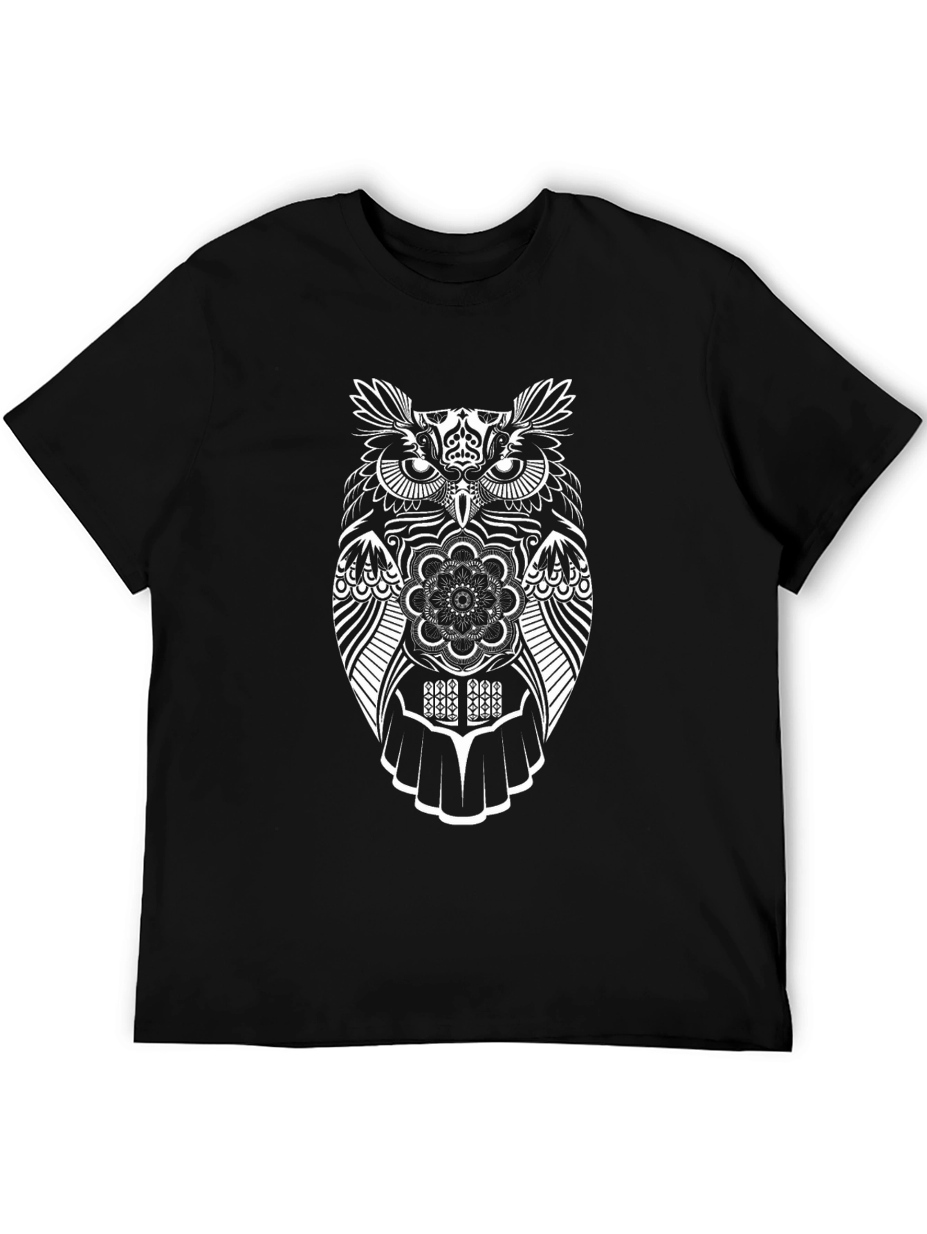 Owl Graphic Tee - Mens Black Cotton T-Shirt