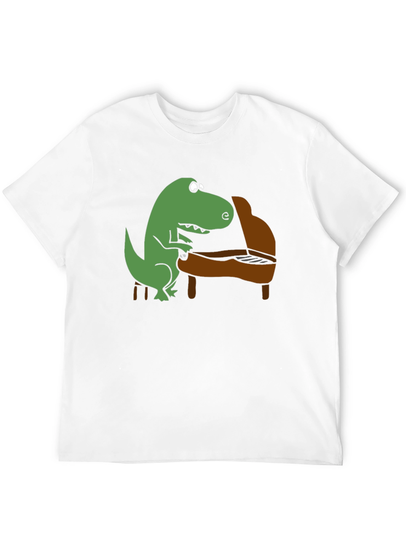 Dino Piano Player Graphic T-Shirt - Black