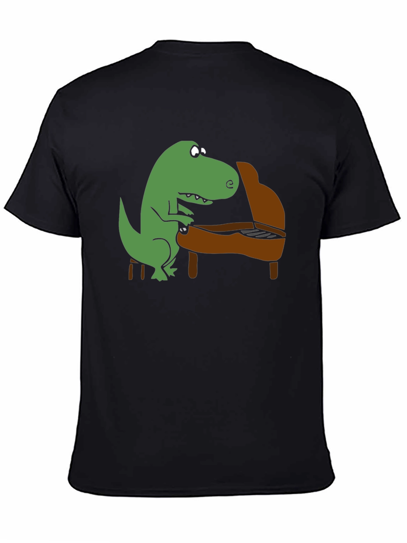 Dino Piano Player Graphic T-Shirt - Black